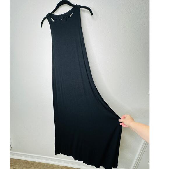 No Brand Dresses & Skirts - Black High Neck Plunging Sides Sleeveless Gathered Flowy Back Maxi Dress M